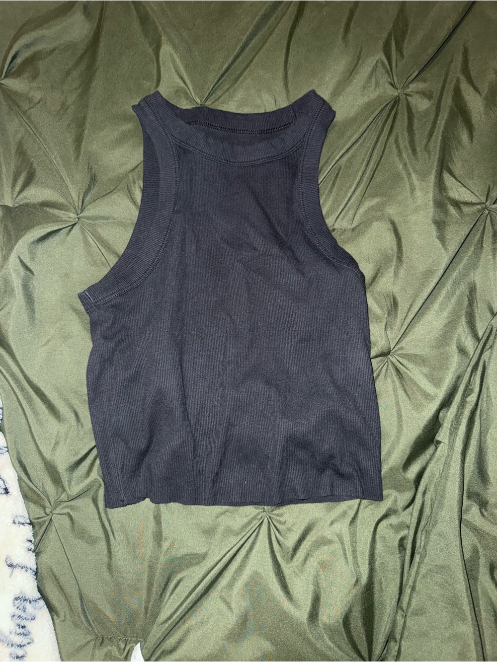 SO Black Ribbed Racerback Crop Tank